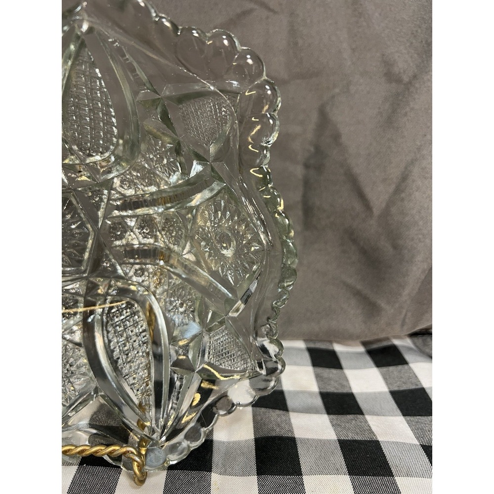 VTG Glass Serving Bowl Clear Daisy & Fine cut by Indiana 10 x 3 Rectangle (2571) - Picture 2 of 8